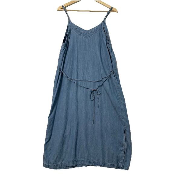 Universal Thread Chambray Midi Maxi Dress Womens L Blue Belted Strappy Y2K - Picture 6 of 13
